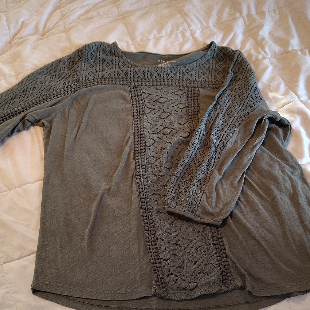 Sonoma Gray Lace Detail Blouse